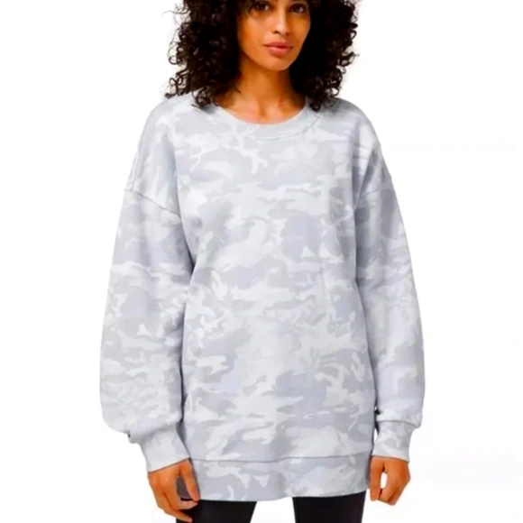 lululemon athletica Tops - Lululemon Perfectly Oversized Crew Gray White Camouflage Sweatshirt Pullover 10